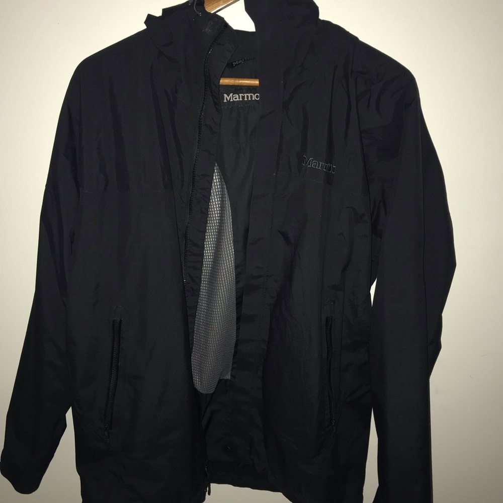 MARMOT Black Rain Jacket Windbreaker Size Large